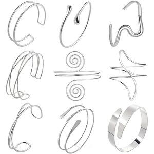 9 Pcs Arm Cuff Bracelets for Women Gold Silver Adjustable Minimalist Jewelry Set